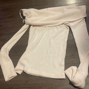 Super soft ballet pink off shoulder sweater Free People